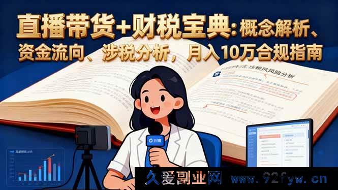 图片[1]-（16444期）直播带货财税秘籍：全方位解析、资金流向揭秘、涉税要点剖析，月入十万合规之道-就爱副业网