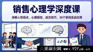 （16456期）销售心理学核心课：剖析人性弱点、心理操控秘诀及36个成交密码实战运用-就爱副业网
