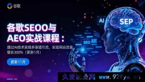 （16463期）谷歌SEO与AEO实战课：借助AI达成多渠道引流，网站流量猛增300%-就爱副业网