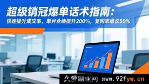 （16511期）超级销冠爆单秘籍：极速提成交率，月业绩飙升200%，复购率猛涨50%-就爱副业网