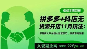 (16546期)11月拼多多与抖店无货源开店秘籍:两大平台核心运营技巧助你低成本高回报-就爱副业网