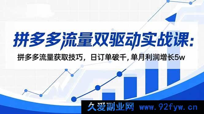 图片[1]-（16563期）拼多多流量双驱动秘籍课：掌握流量获取绝招，日销千单，月赚5万不是梦-就爱副业网