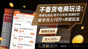 16577期！电商新手必看：不备货玩法大揭秘，精细化选品+跨平台采购+规避处罚，月入10万+不是梦-就爱副业网