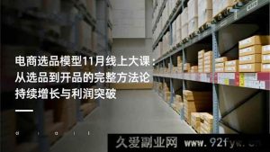 16580期电商选品秘籍11月线上大课：选品到开品全攻略 实现持续增长与利润飙升-就爱副业网