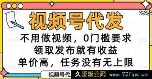 （16583期）视频号代发新玩法！无需制作视频，零门槛，发布即享高额收益，任务超简单！-就爱副业网