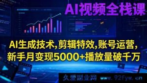 （16603期）AI视频全栈秘籍：掌握生成、剪辑、运营，新手月入5000+且播放破千万-就爱副业网