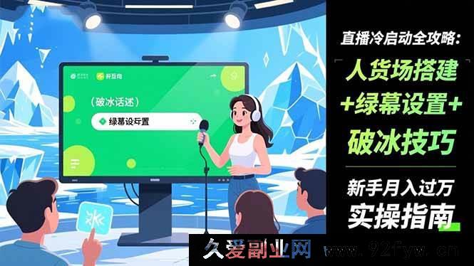 图片[1]-16605期直播冷启动秘籍：人货场搭建、绿幕设置及破冰技巧，新手月入万实操指南-就爱副业网