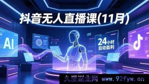 16625期11月抖音无人直播秘籍：AI实景数字人绿幕玩法24小时自动盈利-就爱副业网