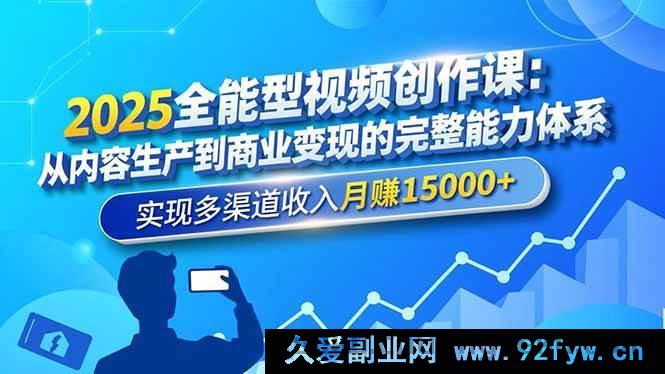 图片[1]-（16644期）2025视频创作秘籍：构建从内容到商业变现全能力链，月入超15000开启多渠道增收-就爱副业网