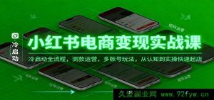 小红书电商变现实操秘籍，冷启动全链路，测款运营技巧，多账号玩法，认知到实操火速开店-就爱副业网