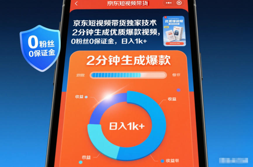 久爱副业网,网赚项目,网赚论坛博客网分享京东短视频带货独家技术,2分钟生成一条优质爆款视频,0粉丝0保证金,日入1k+【揭秘】