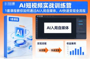 AI短视频实战训练营，1套课程教你如何通过AI入局自媒体，AI快速变现全流程-就爱副业网
