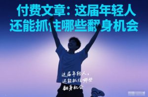 付费文章：这届年轻人，还能抓住哪些翻身机会-就爱副业网