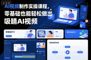 AI视频制作实操课程，零基础也能轻松做出吸睛AI视频-就爱副业网