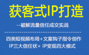 获客型IP打造，破解流量信任成，四类短视频布局+文案钩子指令创作IP三大信任状+IP变现四大模式-就爱副业网