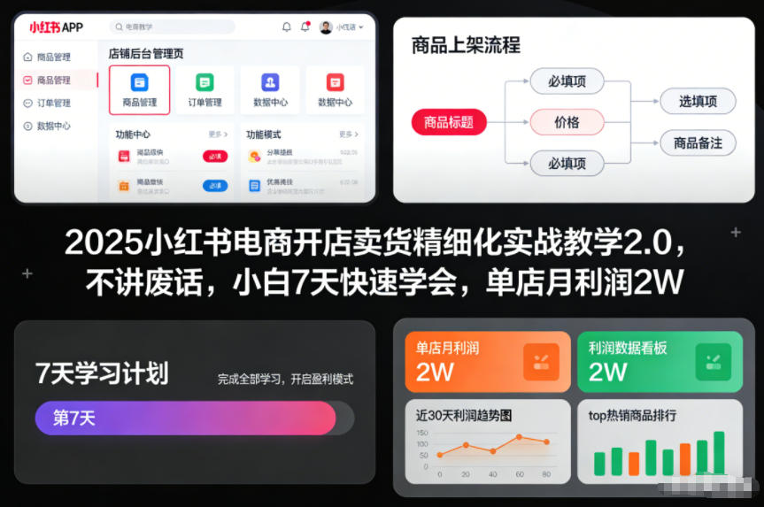 久爱副业网,网赚项目,网赚论坛博客网分享2025小红书电商开店卖货精细化实战教学2.0,不讲废话,小白7天快速学会,单店月利润2W