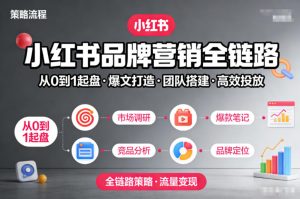 小红书品牌营销全链路,从0到1起盘、爆文打造、团队搭建到高效投放的全链路策略-就爱副业网