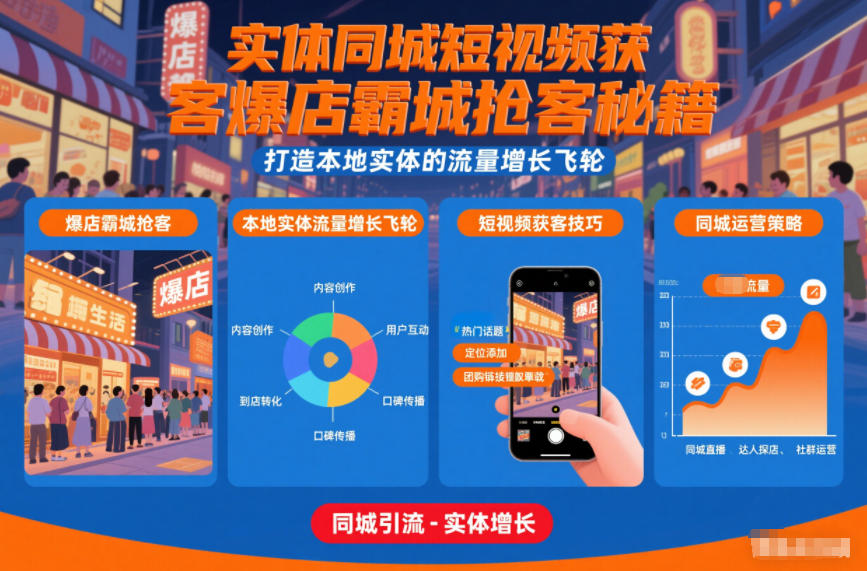 久爱副业网,网赚项目,网赚论坛博客网分享实体同城短视频获客爆店霸城抢客秘籍,打造本地实体的流量增长飞轮