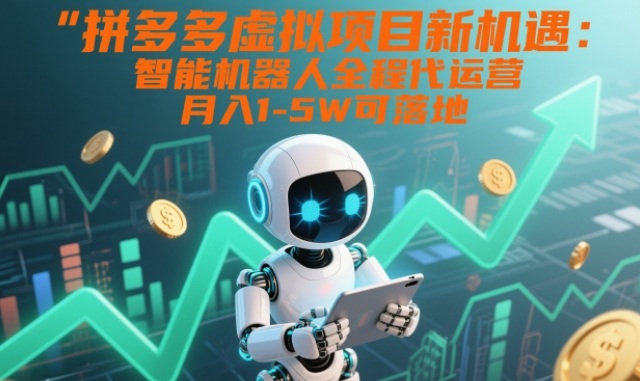 久爱副业网,网赚项目,网赚论坛博客网分享拼多多虚拟项目新机遇:智能机器人全程代运营,月入1-5W可落地【揭秘】