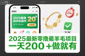 2025最新零撸薅羊毛项目，纯手机操作，20秒一单，无任何门槛，一天200+做就有【揭秘】-就爱副业网