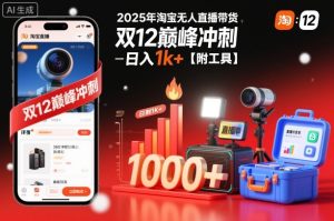 2025年淘宝无人直播带货,冲刺双12,日入1k+【附工具】【揭秘】-就爱副业网