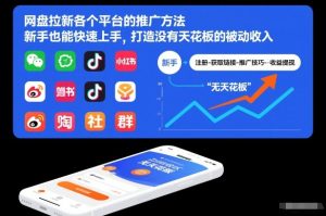 网盘拉新各个平台的推广方法,新手也能快速上手,打造没有天花板的被动收入-就爱副业网