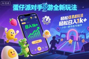 蛋仔派对手游全新玩法，轻松日入1k+，风口信息差玩法，当天见收益，小白一部手机可操作-就爱副业网