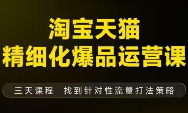 久爱副业网,网赚项目,网赚论坛博客网分享淘宝天猫精细化爆品运营（9月12-14杭州线下课），全方位拆解爆品打造逻辑【音频+字幕+文档】