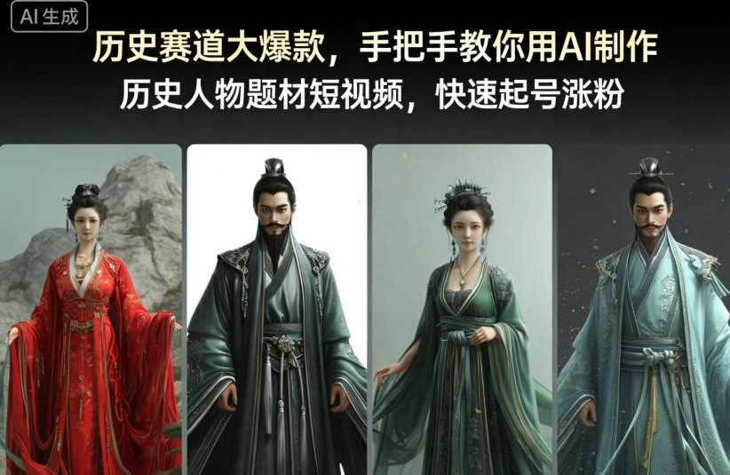 久爱副业网,网赚项目,网赚论坛博客网分享历史赛道大爆款，手把手教你用AI制作历史人物题材短视频，快速起号涨粉