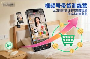 视频号带货训练营，从0到1打造你的带货变现路，低成本在家创业-就爱副业网