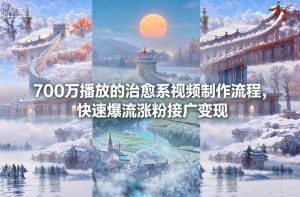 700万播放的治愈系视频制作流程，快速爆流涨粉接广变现-就爱副业网