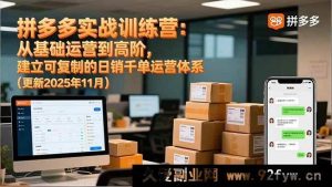 （16700期）拼多多实操特训营：零基础起步到高阶玩法，打造日销千单复制模式（11月更新）-就爱副业网