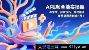 （16731）全方位AI视频实战课，生成剪辑变现全攻略，月入6万秘籍-就爱副业网