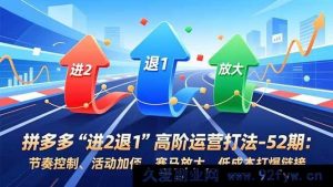 （16768期）拼多多“进2退1”高阶玩法第52期：把控节奏、活动提权、赛马放大，低成本爆链秘籍-就爱副业网