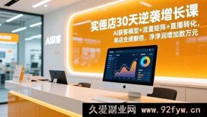 （16793期）实体店30天爆单秘籍，AI引流玩法+流量布局+直播变现，单店利润飙升数万-就爱副业网