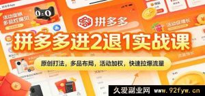 拼多多爆单秘籍:原创玩法多元选品,活动加持极速涨流实战课-就爱副业网