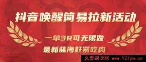 抖音拉新简易爆单秘籍：3元一单蓝海无限撸-就爱副业网