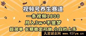 (16913期)视频号养生新赛道,超低成本一条爆文月入3万秘诀揭秘-就爱副业网