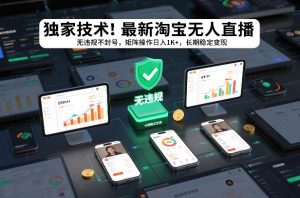 独家技术！最新淘宝无人直播：无违规不封号，矩阵操作日入1K+，长期稳定变现【揭秘】-就爱副业网