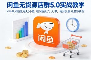 闲鱼无货源店群5.0实战教学，不补单，不投流，每天5小时，在闲鱼卖了几万单，每月5k到7k的净利润-就爱副业网