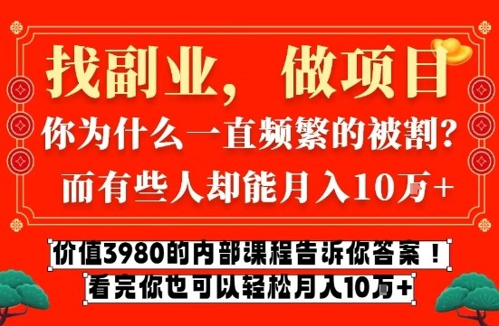 久爱副业网,网赚项目,网赚论坛博客网分享价值3980的网创内部课程,告诉你互联网创业月入10个W的秘密【揭秘】