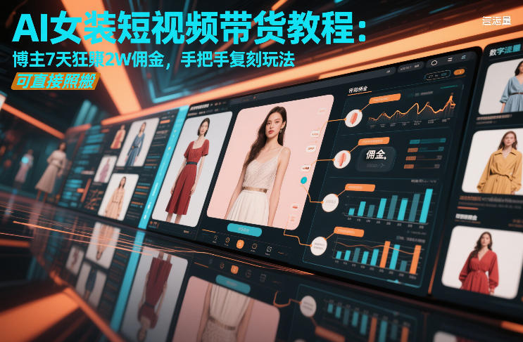 久爱副业网,网赚项目,网赚论坛博客网分享AI女装短视频带货教程:博主7天狂賺2W佣金,手把手复刻玩法,可直接照搬