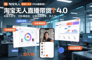 淘宝无人直播带货14.0（2026最新版）：合规不封号，公私域结合，玩法超简单，日入1k+【揭秘】-就爱副业网