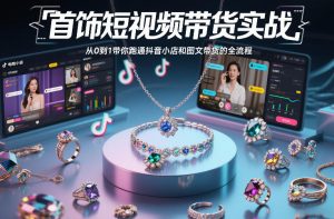 首饰短视频带货实战，从0到1带你跑通抖音小店和图文带货的全流程-就爱副业网