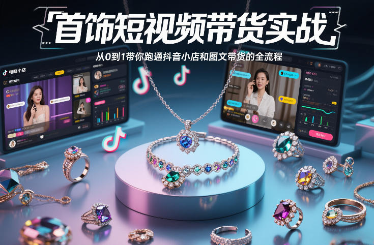 久爱副业网,网赚项目,网赚论坛博客网分享首饰短视频带货实战,从0到1带你跑通抖音小店和图文带货的全流程