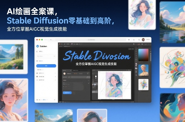 久爱副业网,网赚项目,网赚论坛博客网分享AI绘画全案课,Stable Diffusion零基础到高阶,全方位掌握AIGC视觉生成技能