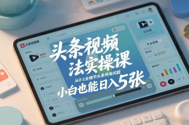 久爱副业网,网赚项目,网赚论坛博客网分享头条视频玩法实操课,从0-1全细节头条所有问题,小白也能日入5张