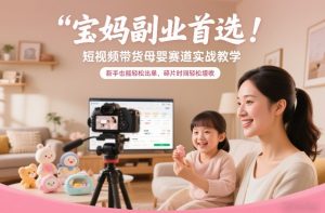 宝妈副业首选!短视频带货母婴赛道实战教学,新手也能轻松出单,碎片时间轻松增收-就爱副业网
