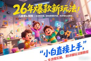 26年爆款新玩法，儿童科普AI视频，全流程实操，轻松做爆款内容，小白直接上手，附详细玩法教程-就爱副业网