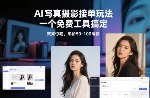 AI写真摄影接单玩法，一个免费工具搞定，效果惊艳，单价50-100每套-就爱副业网